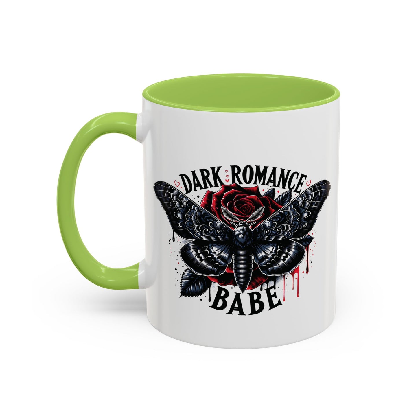 Dark Romance Babe Coffee Mug — Gothic Moth & Rose Accent Mug