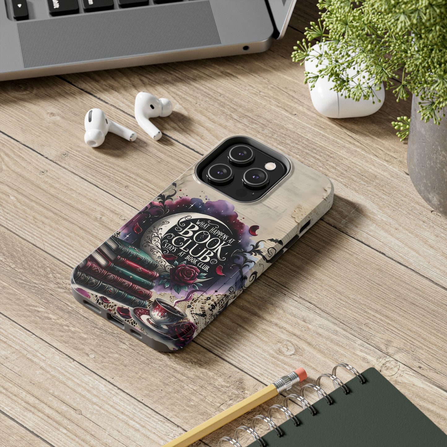 Book Club Phone Case — "What Happens at Book Club Stays at Book Club" Cozy Literary Design