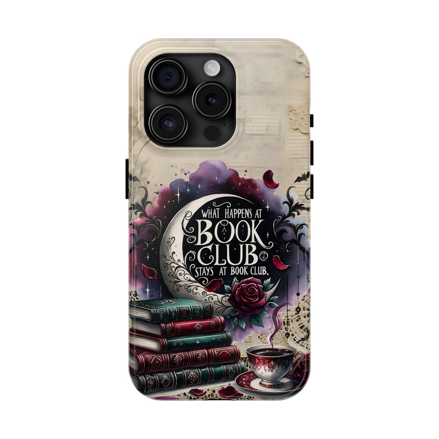 Book Club Phone Case — "What Happens at Book Club Stays at Book Club" Cozy Literary Design