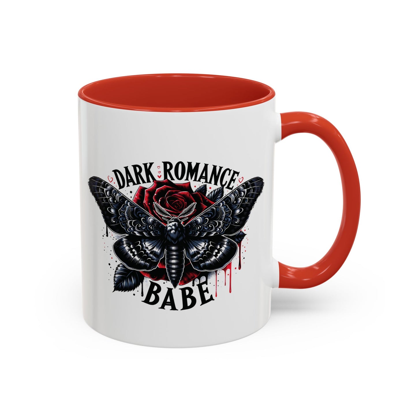 Dark Romance Babe Coffee Mug — Gothic Moth & Rose Accent Mug