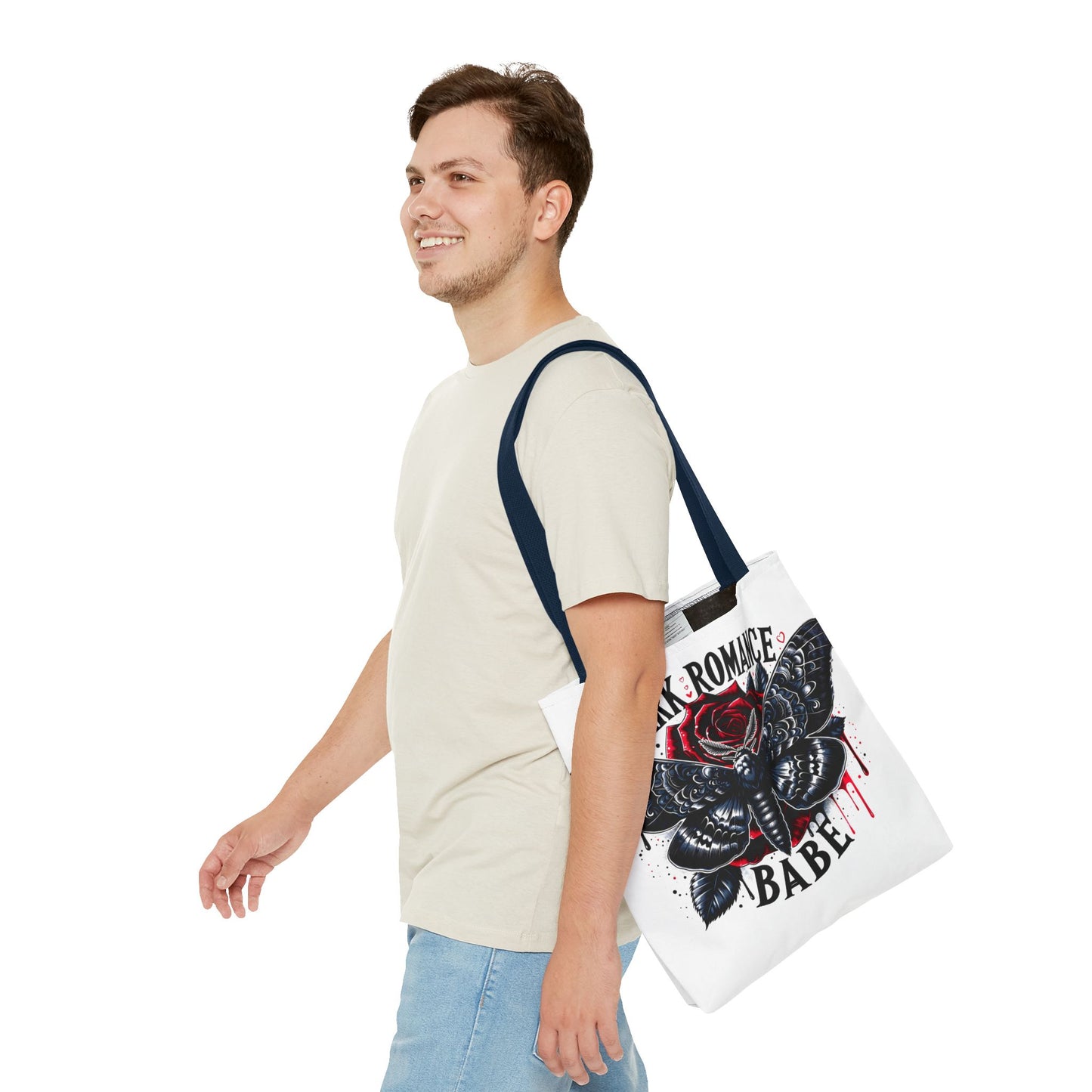 Dark Romance Babe Tote Bag — Gothic Moth & Rose All-Over Print