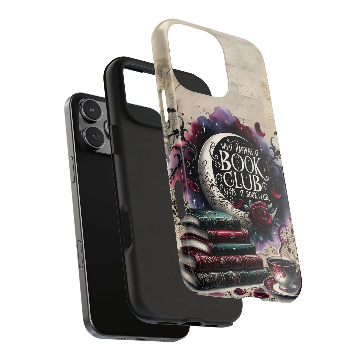 Book Club Phone Case — "What Happens at Book Club Stays at Book Club" Cozy Literary Design