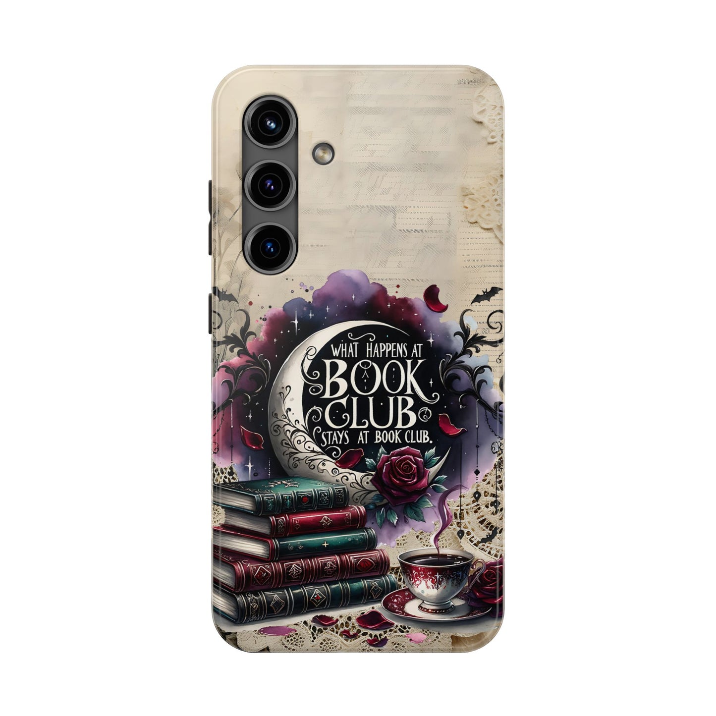 Book Club Phone Case — "What Happens at Book Club Stays at Book Club" Cozy Literary Design