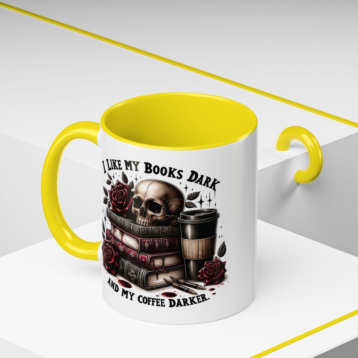 Dark Books & Coffee Accent Mug — "I Like My Books Dark and My Coffee Darker" (11/15 oz)