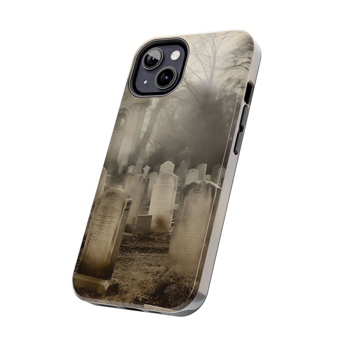 Cemetery Graveyard Phone Case — Spooky Fog Tombstone Tough Phone Case