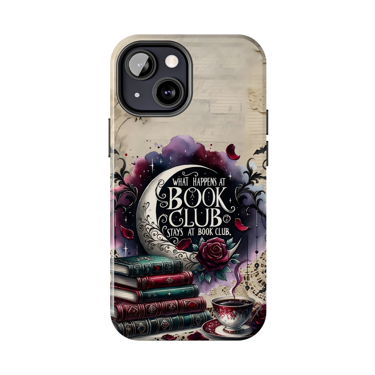 Book Club Phone Case — "What Happens at Book Club Stays at Book Club" Cozy Literary Design