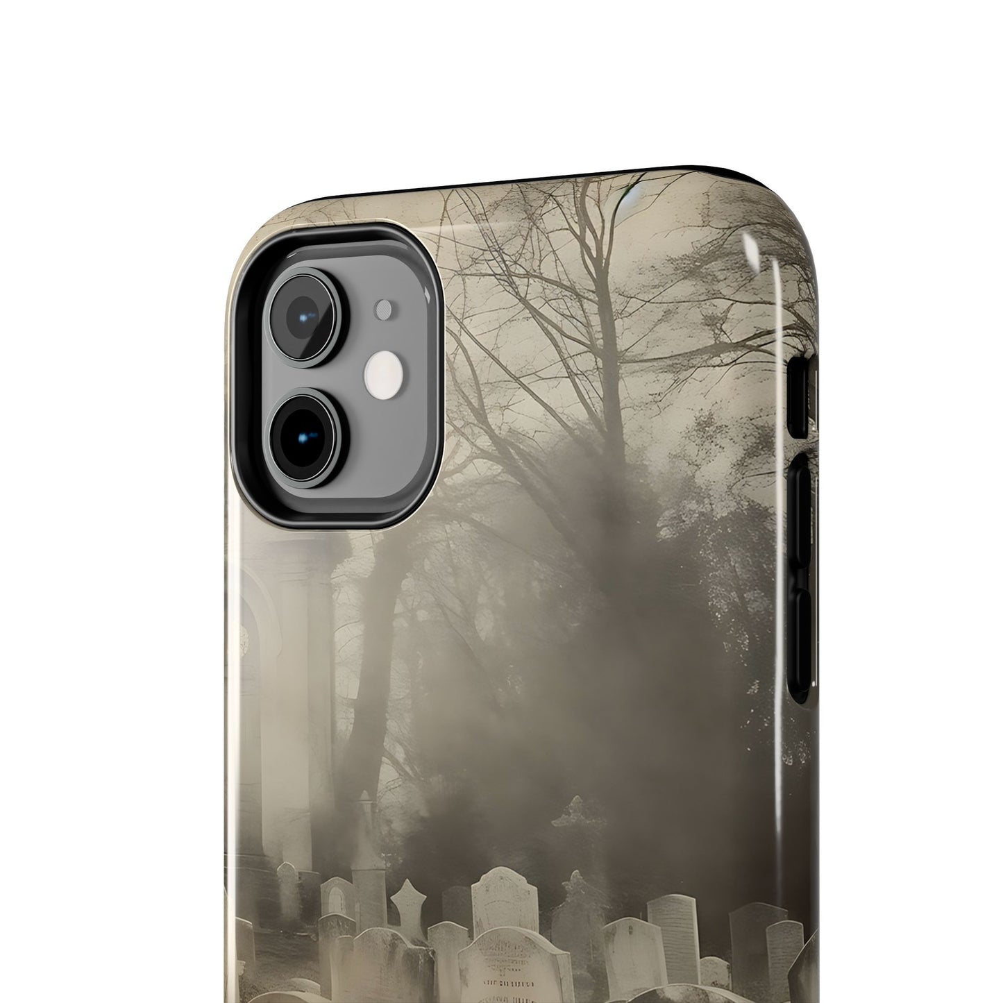 Cemetery Graveyard Phone Case — Spooky Fog Tombstone Tough Phone Case