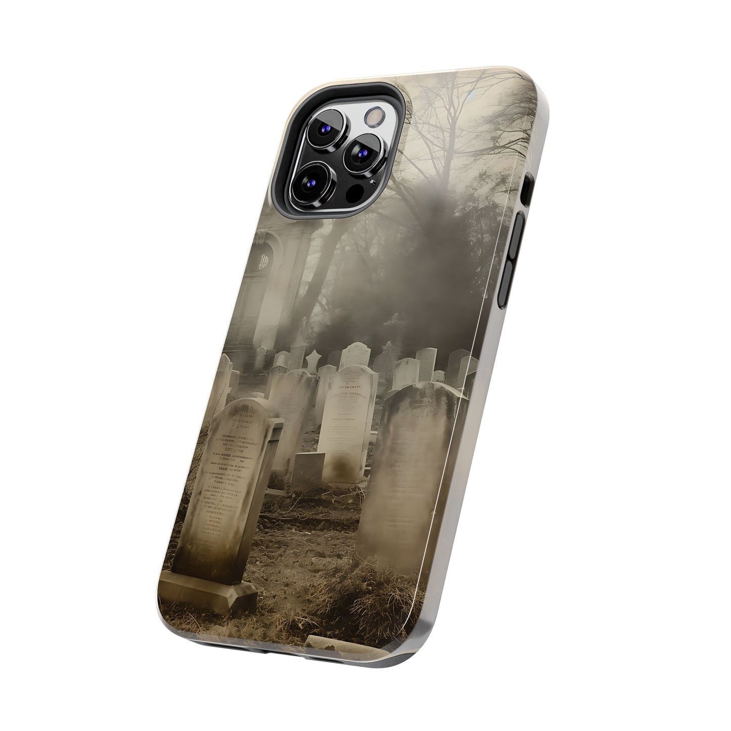 Cemetery Graveyard Phone Case — Spooky Fog Tombstone Tough Phone Case