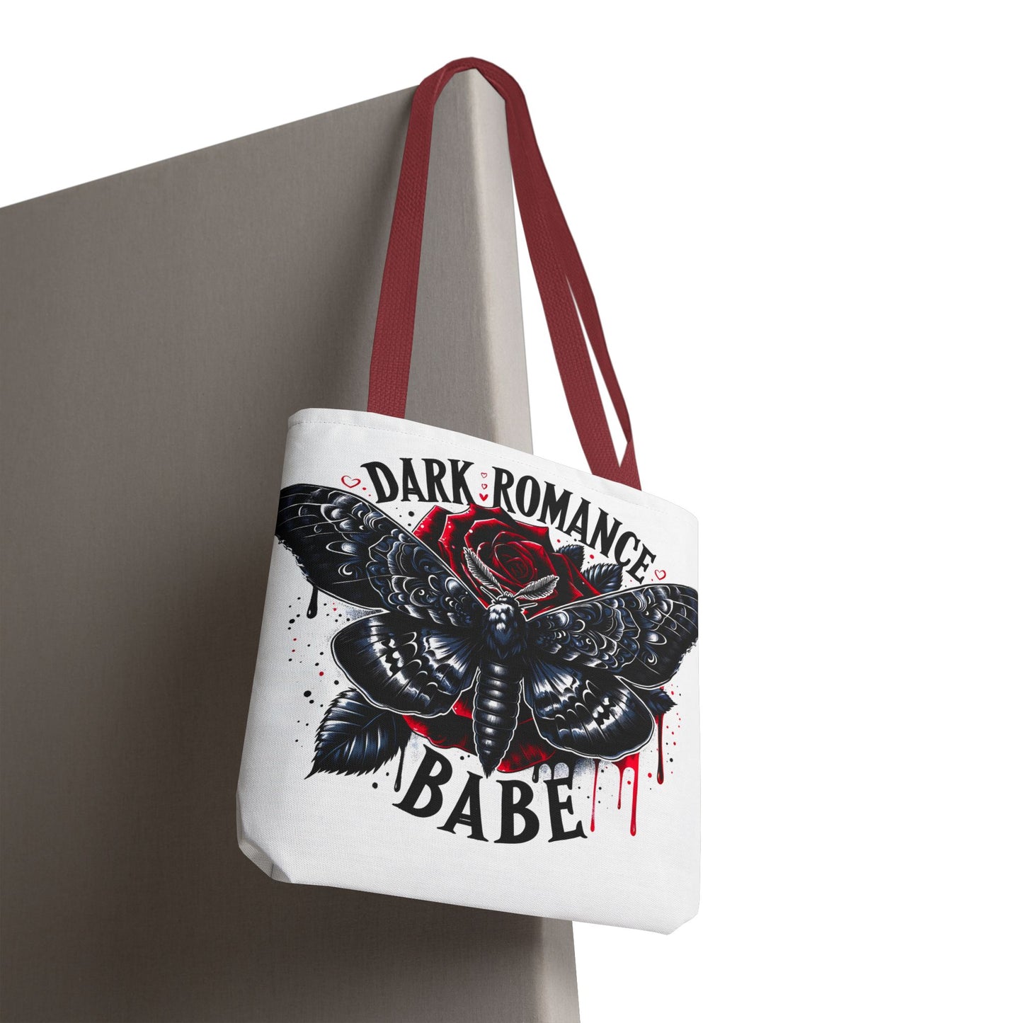 Dark Romance Babe Tote Bag — Gothic Moth & Rose All-Over Print