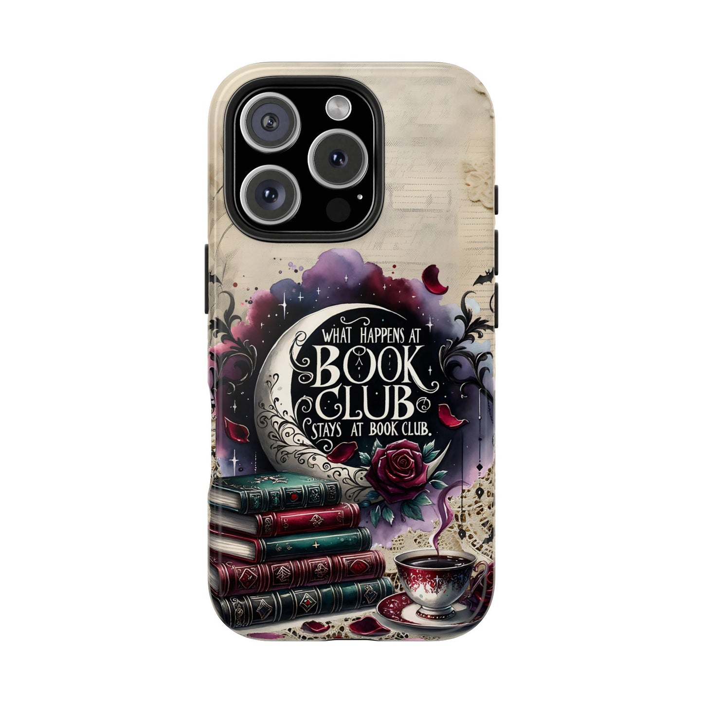 Book Club Phone Case — "What Happens at Book Club Stays at Book Club" Cozy Literary Design