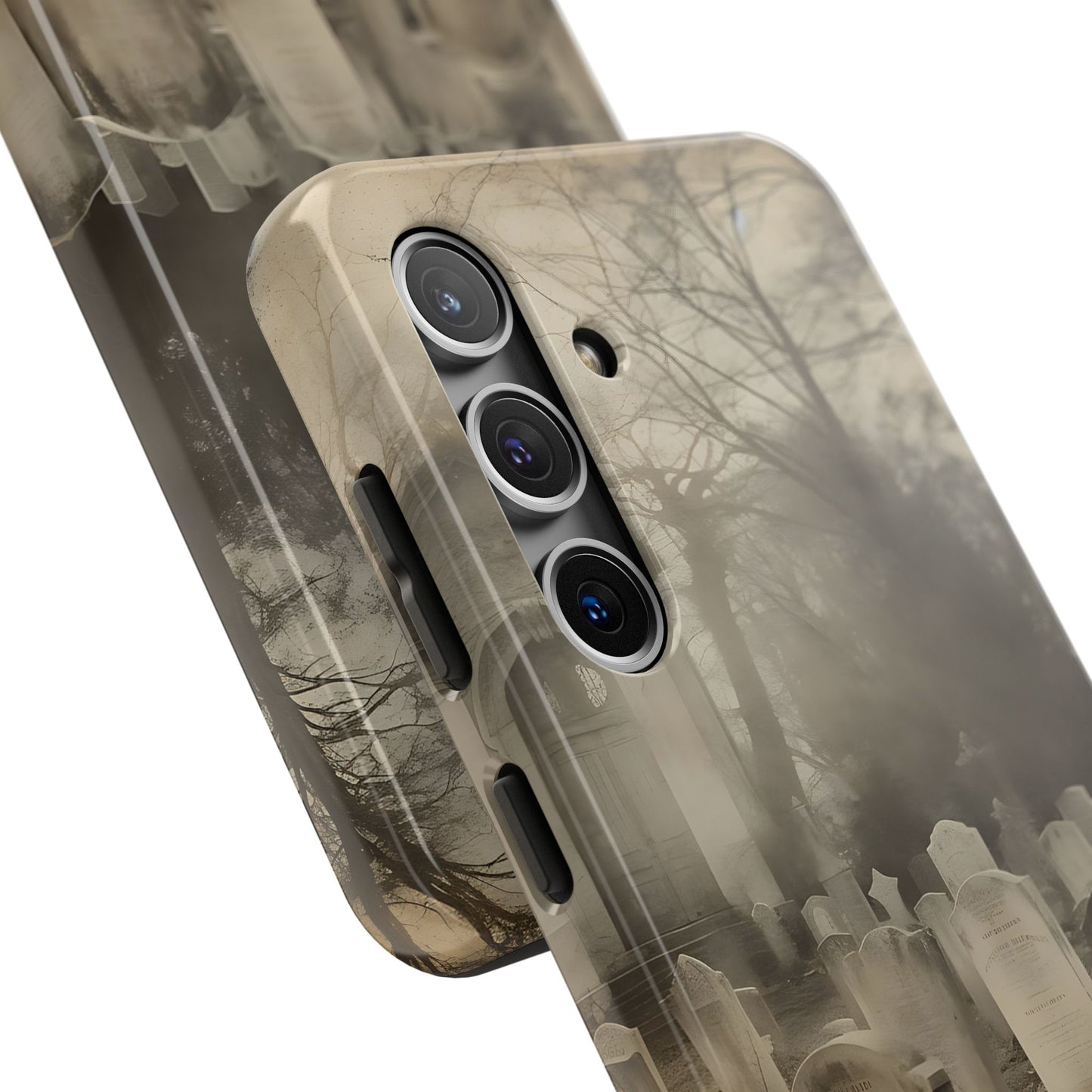 Cemetery Graveyard Phone Case — Spooky Fog Tombstone Tough Phone Case