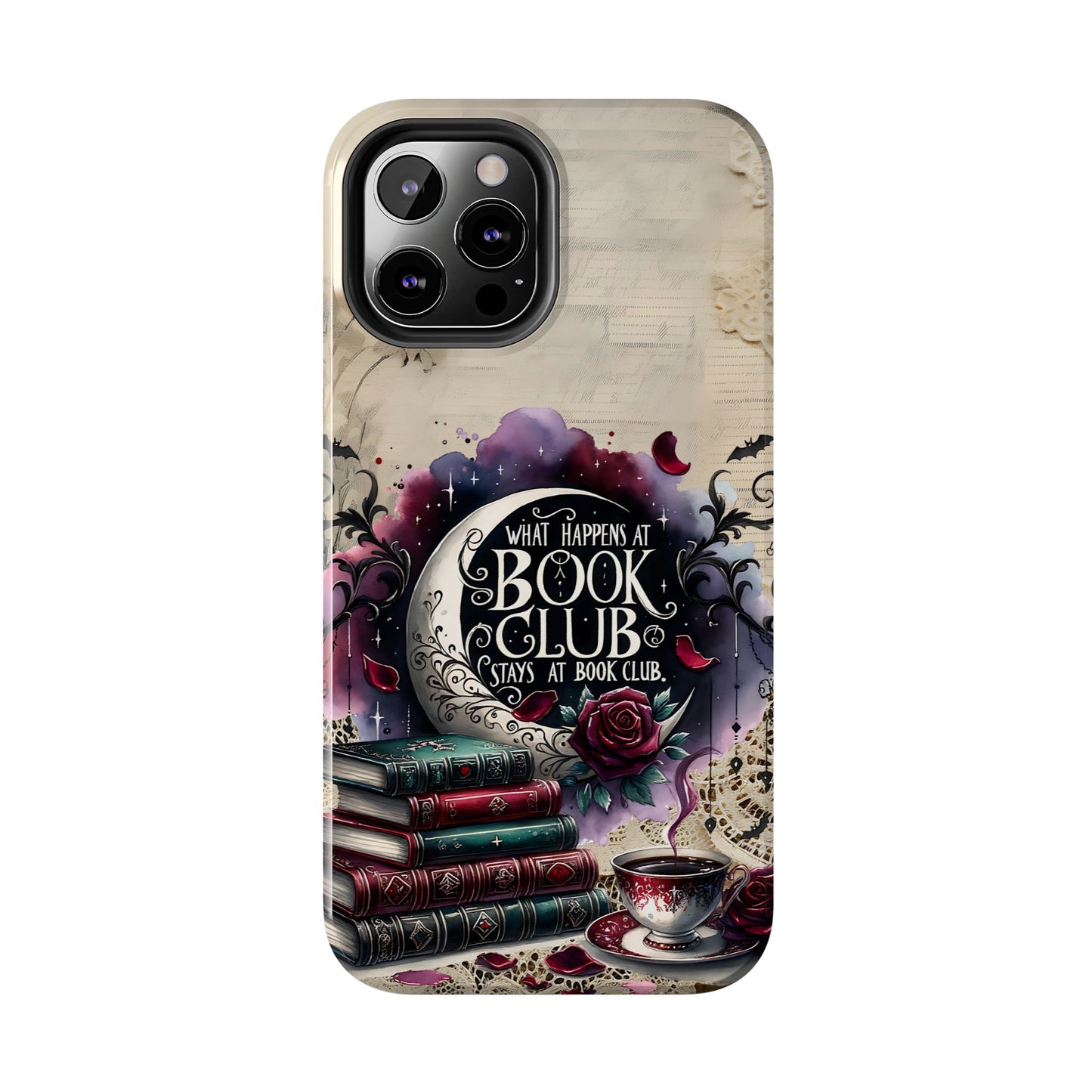 Book Club Phone Case — "What Happens at Book Club Stays at Book Club" Cozy Literary Design