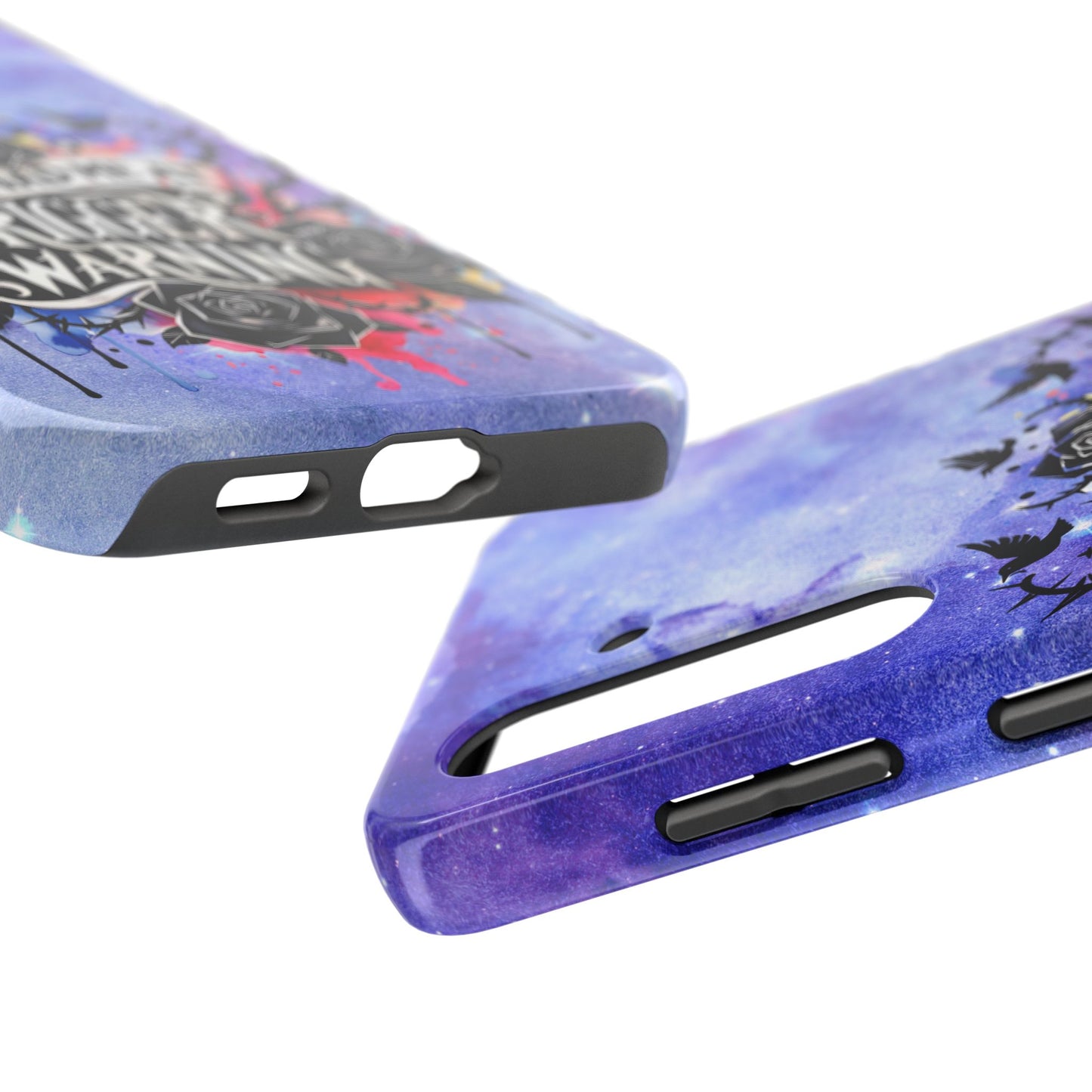 You had me at Trigger Warning Tough Phone Case — Gothic Roses & Galaxy Quote Protective Cover