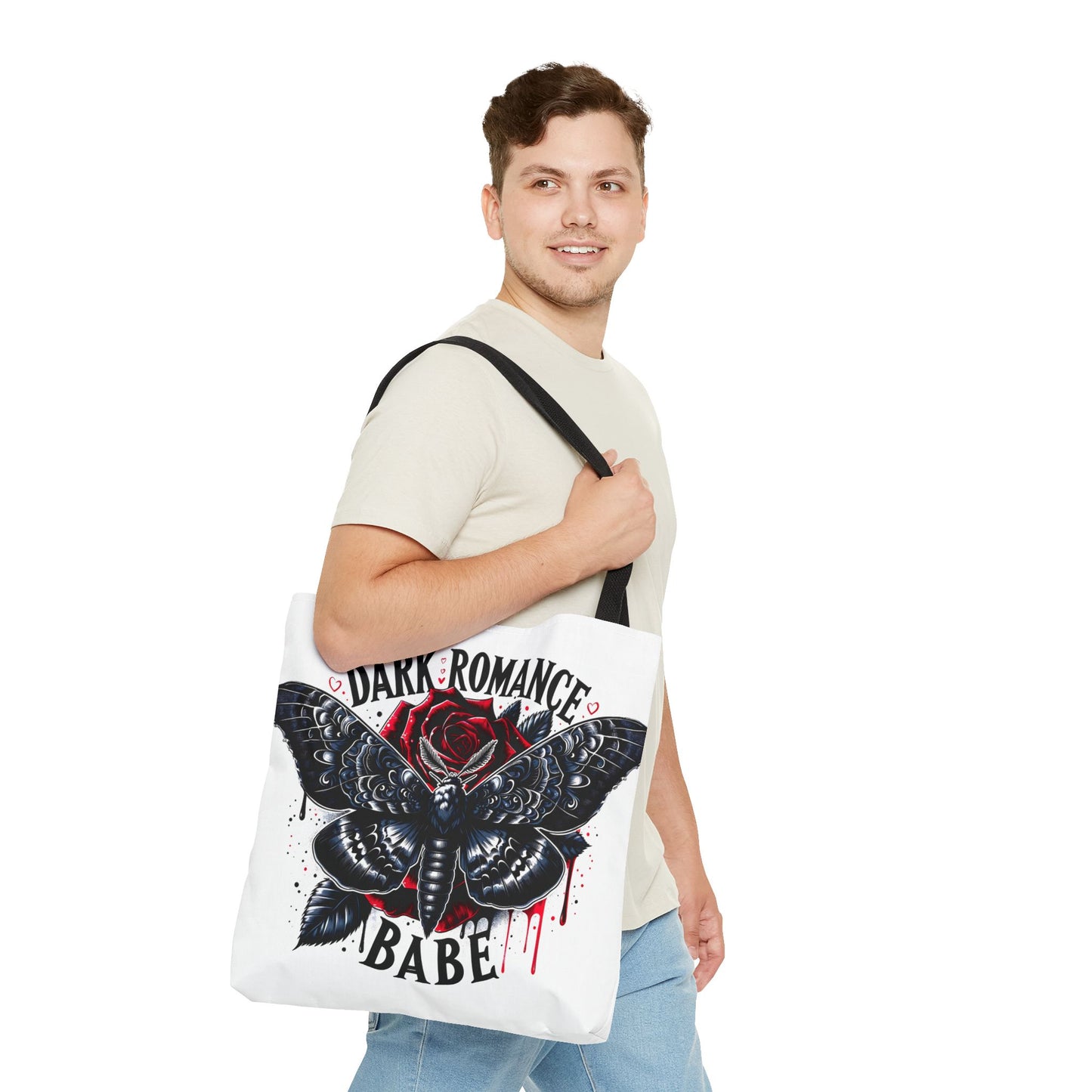 Dark Romance Babe Tote Bag — Gothic Moth & Rose All-Over Print