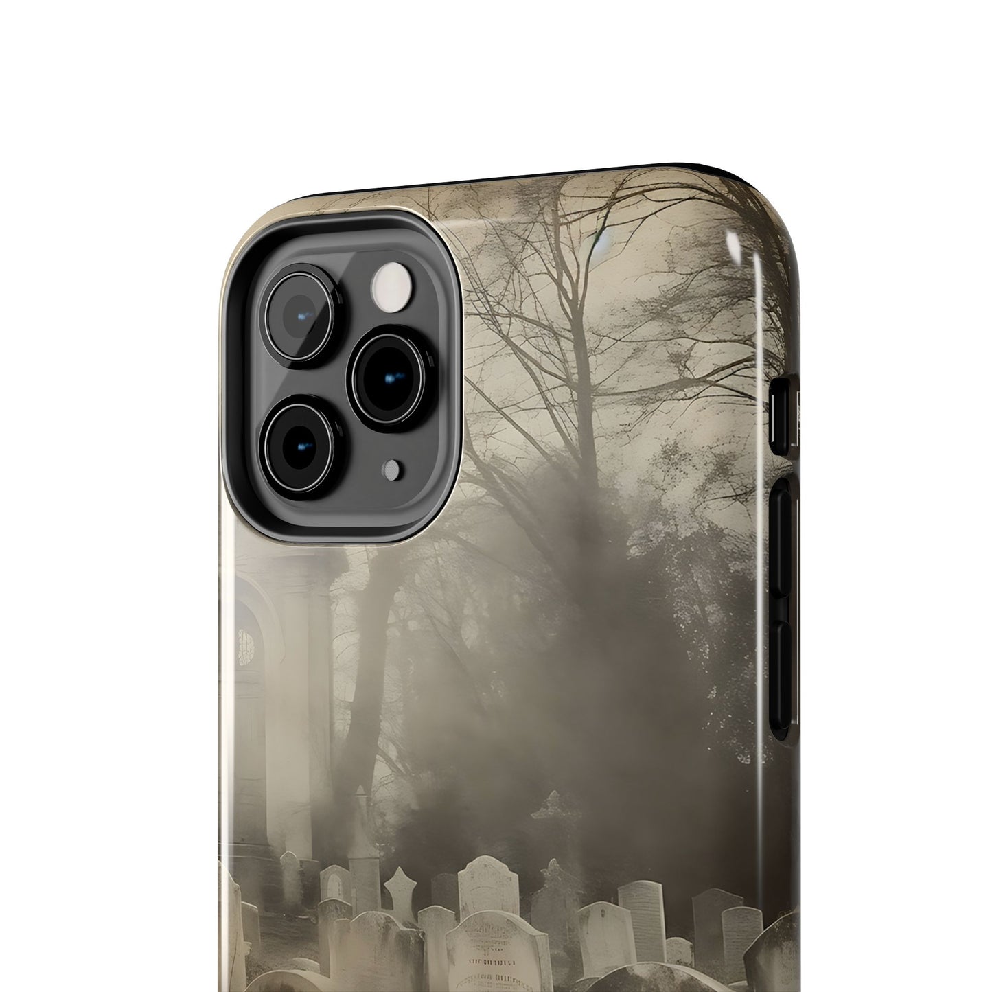 Cemetery Graveyard Phone Case — Spooky Fog Tombstone Tough Phone Case