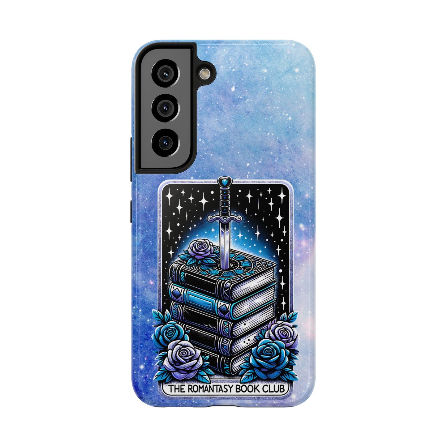 Fantasy Book Club Tough Phone Case — Sword & Stacked Books Design