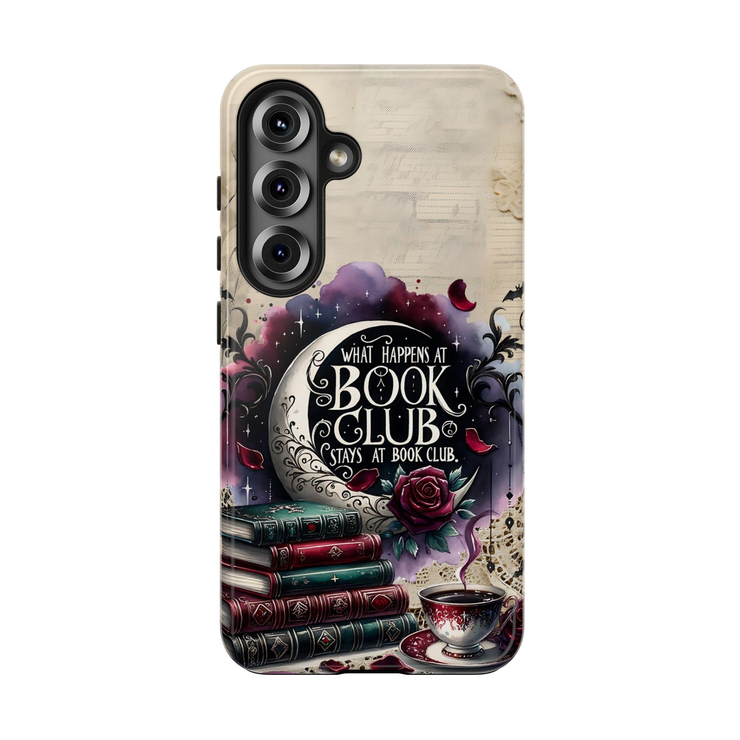 Book Club Phone Case — "What Happens at Book Club Stays at Book Club" Cozy Literary Design