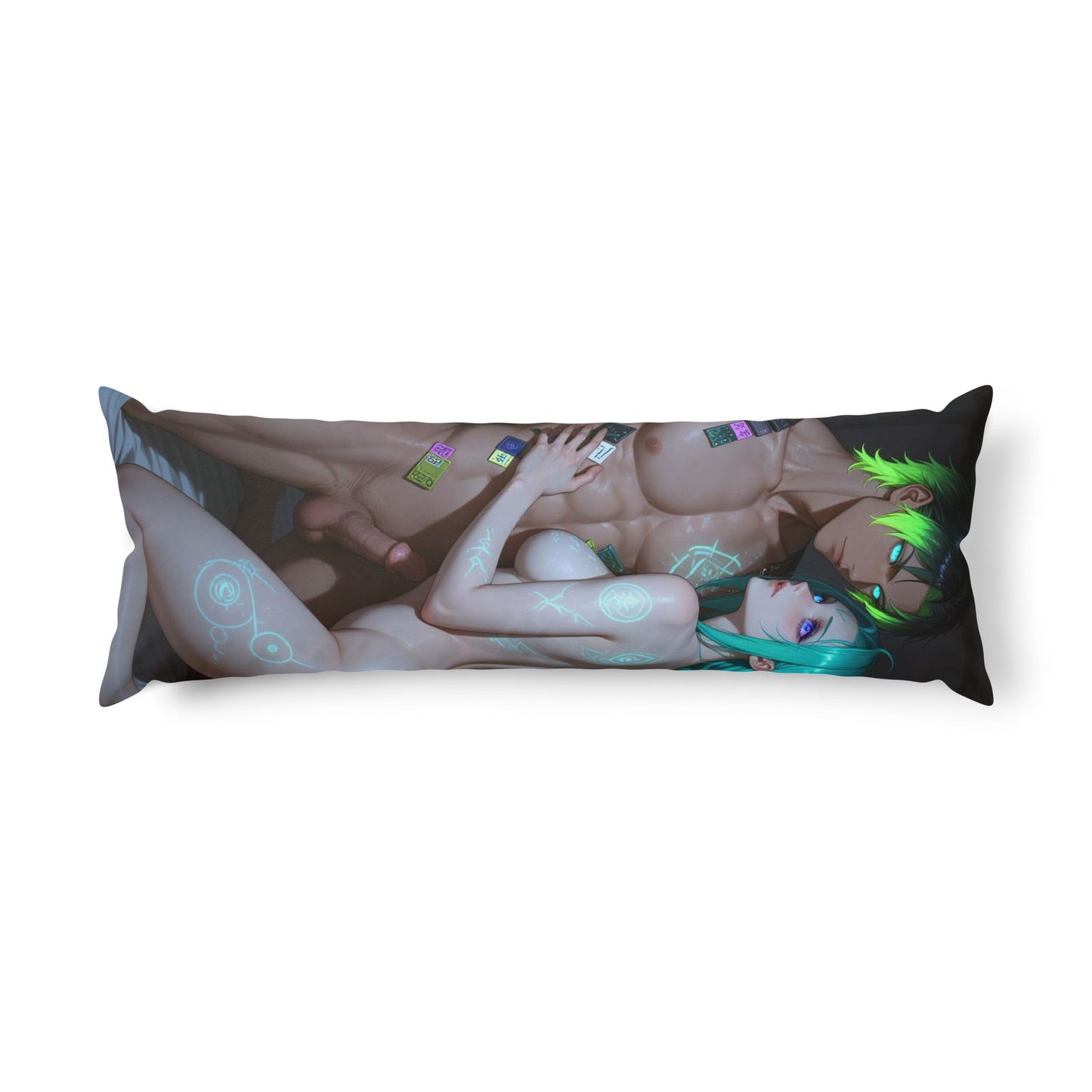 Erotic Anime Body Pillow Cover — Sensual Green-Haired Couple Dakimakura  - Null