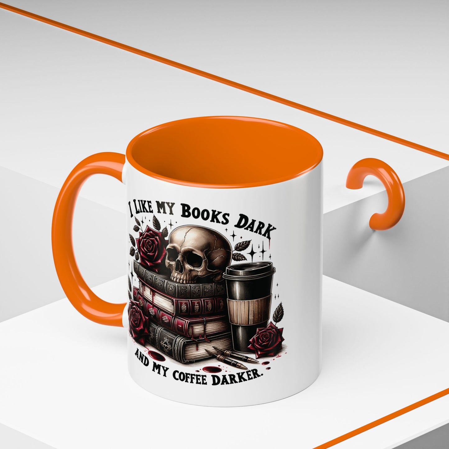 Dark Books & Coffee Accent Mug — "I Like My Books Dark and My Coffee Darker" (11/15 oz)