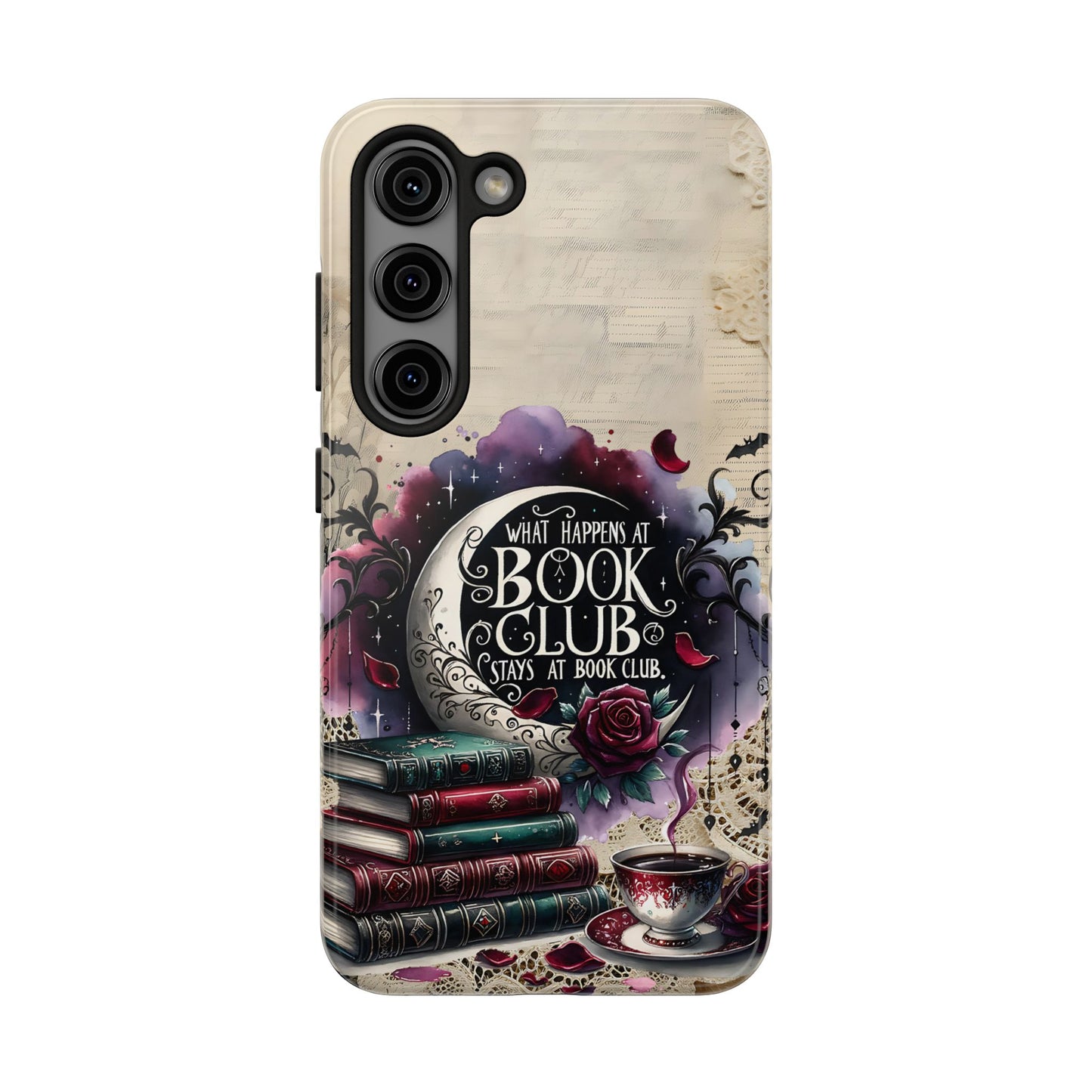 Book Club Phone Case — "What Happens at Book Club Stays at Book Club" Cozy Literary Design