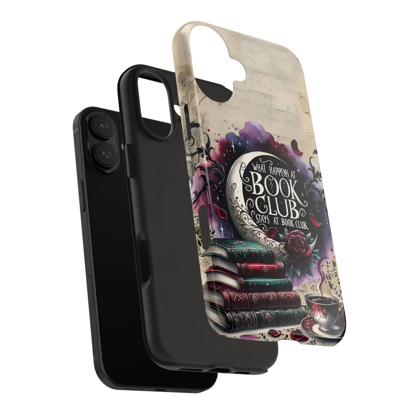 Book Club Phone Case — "What Happens at Book Club Stays at Book Club" Cozy Literary Design