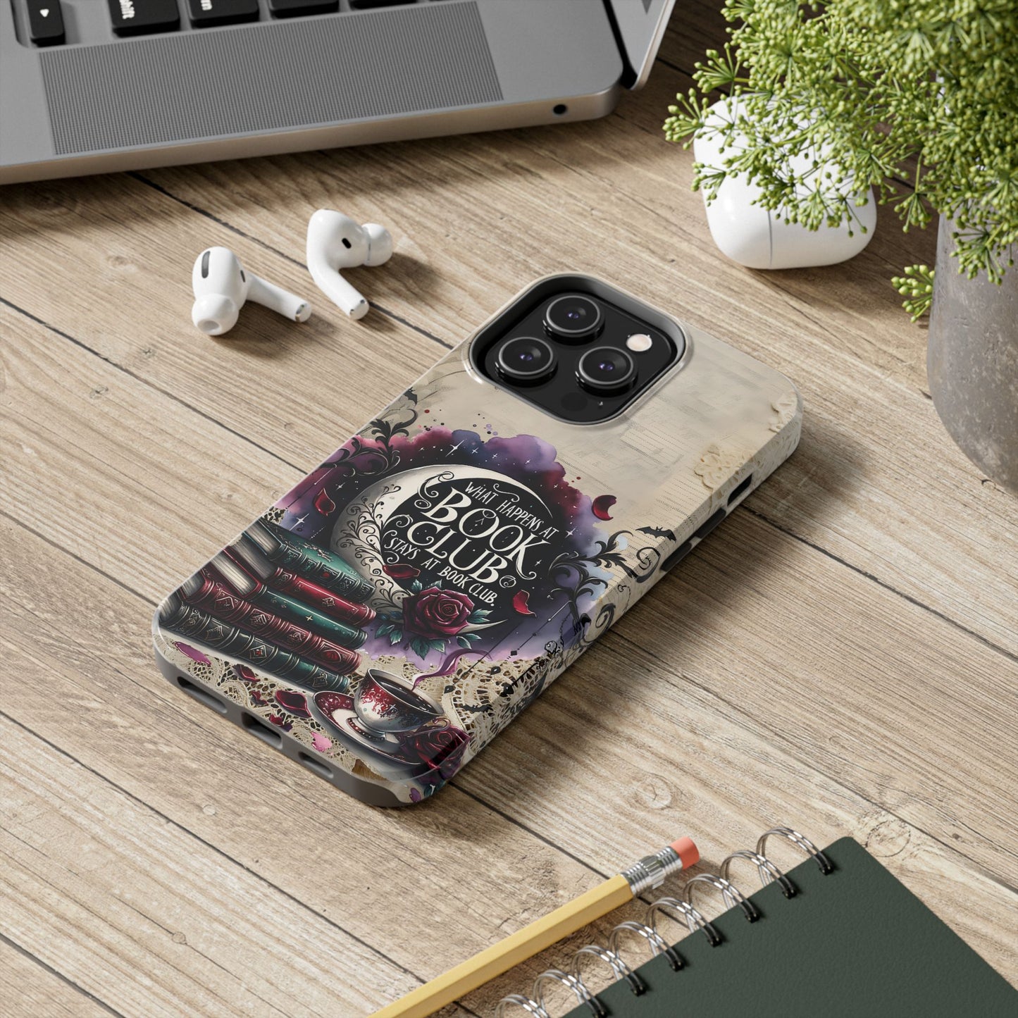 Book Club Phone Case — "What Happens at Book Club Stays at Book Club" Cozy Literary Design