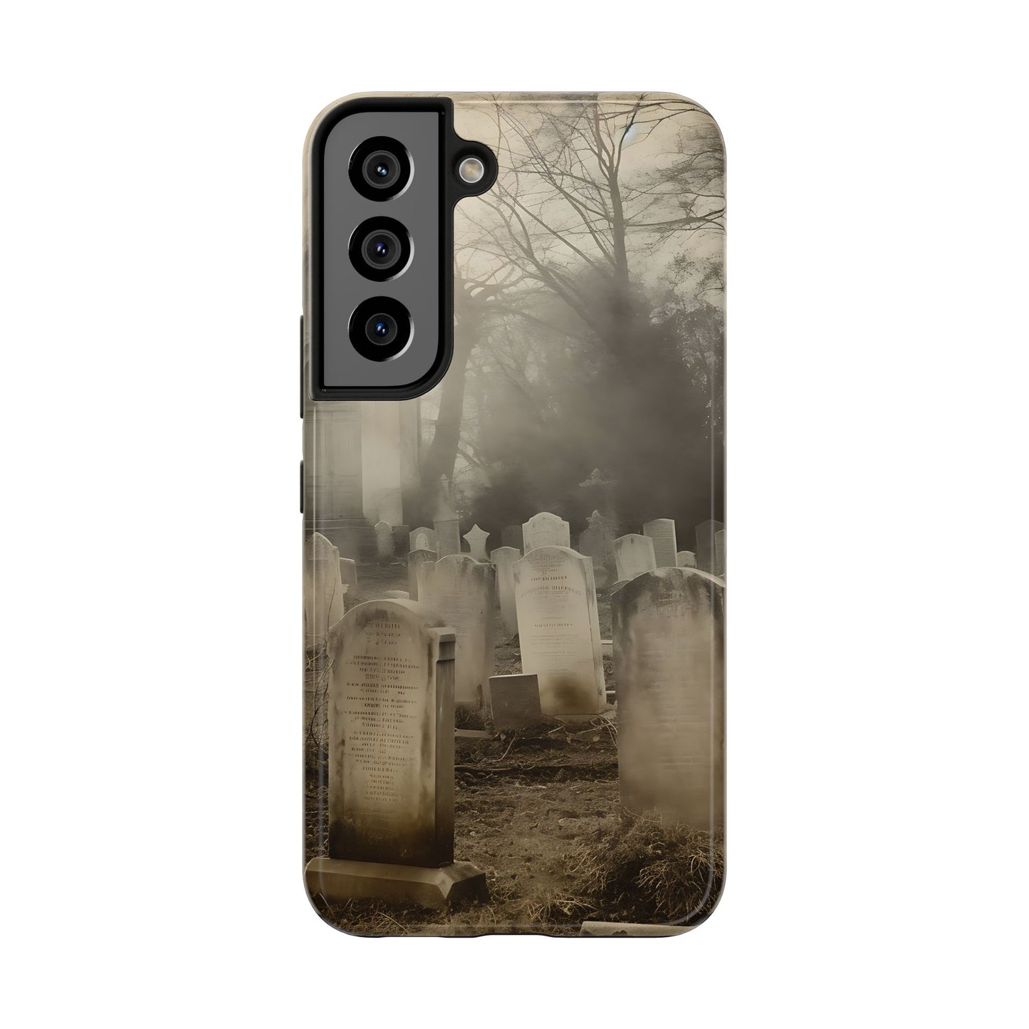 Cemetery Graveyard Phone Case — Spooky Fog Tombstone Tough Phone Case