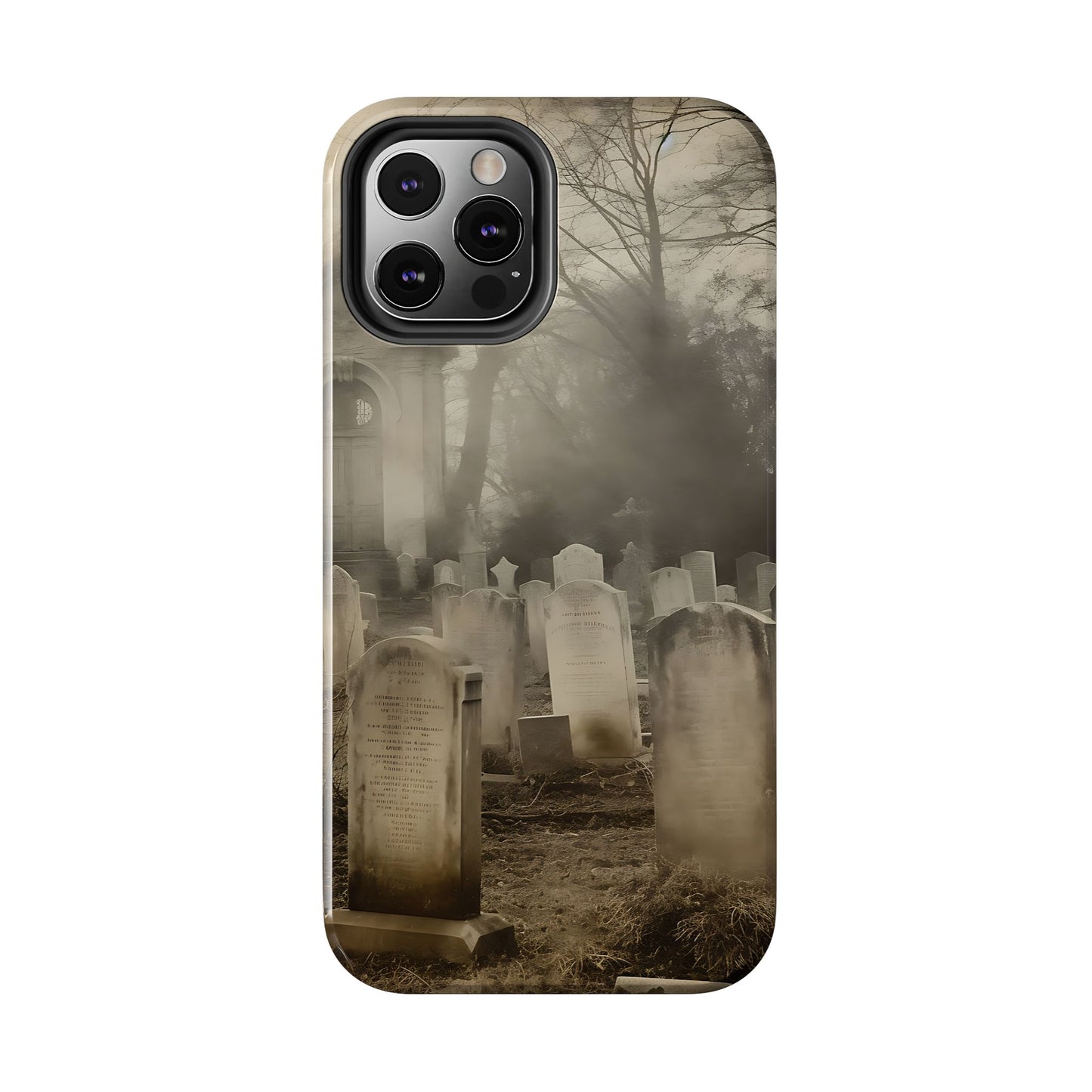 Cemetery Graveyard Phone Case — Spooky Fog Tombstone Tough Phone Case