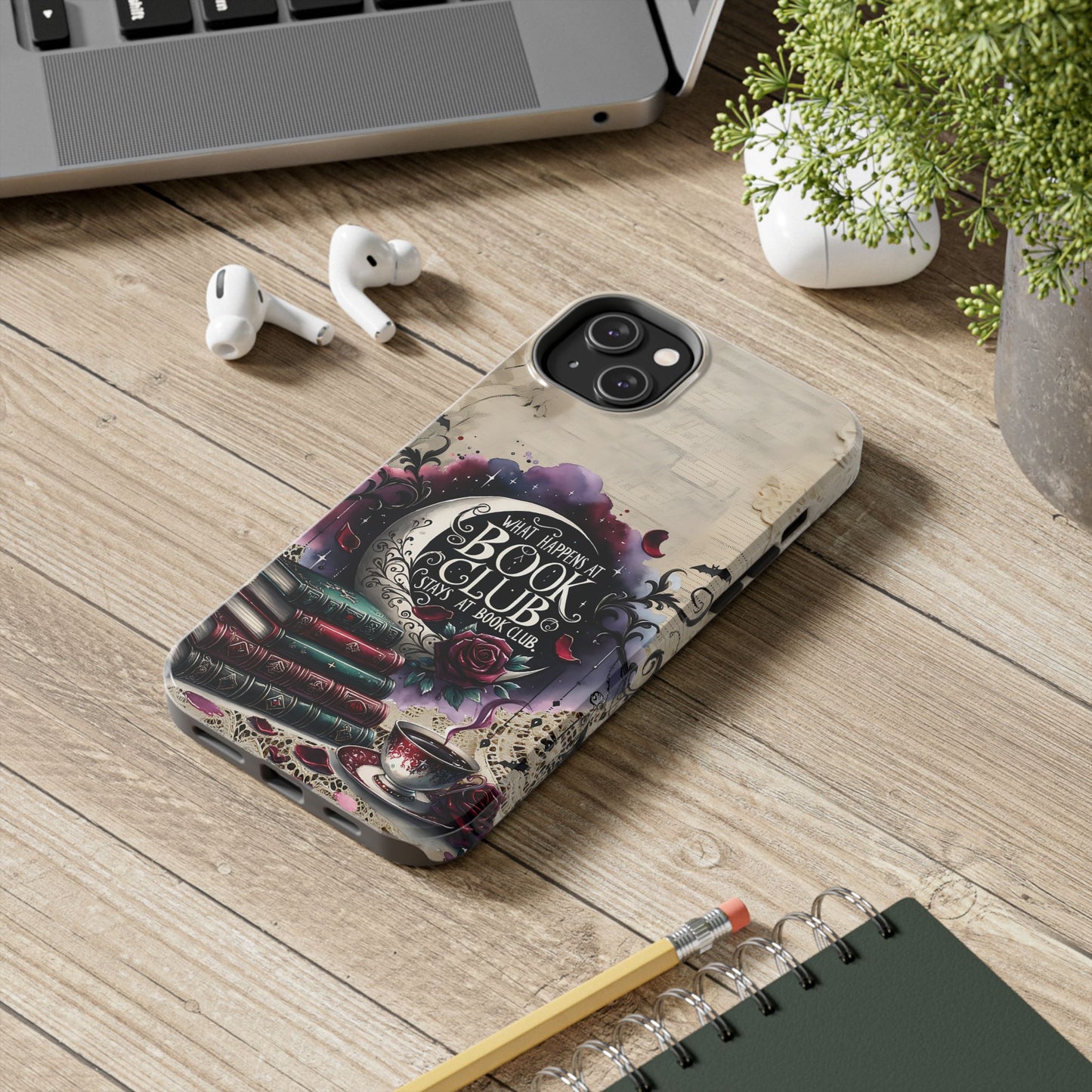 Book Club Phone Case — "What Happens at Book Club Stays at Book Club" Cozy Literary Design