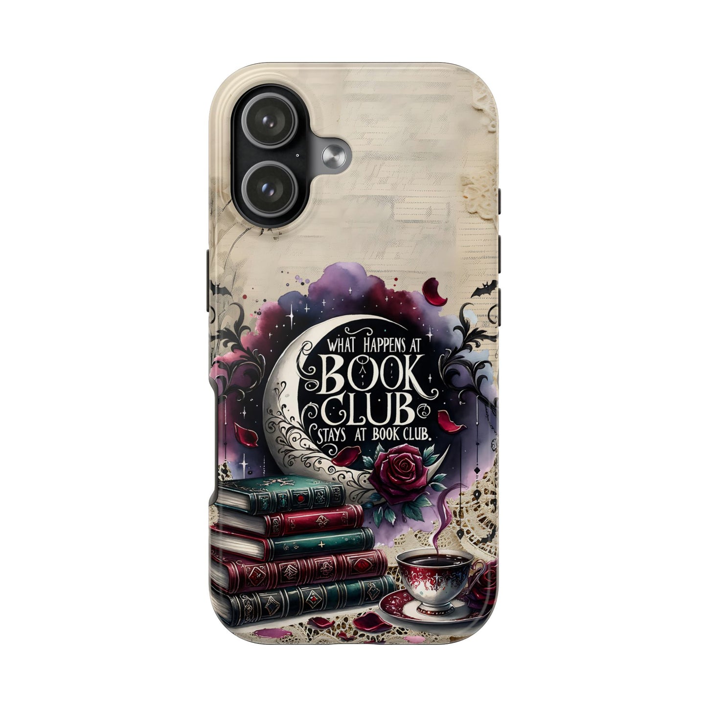 Book Club Phone Case — "What Happens at Book Club Stays at Book Club" Cozy Literary Design