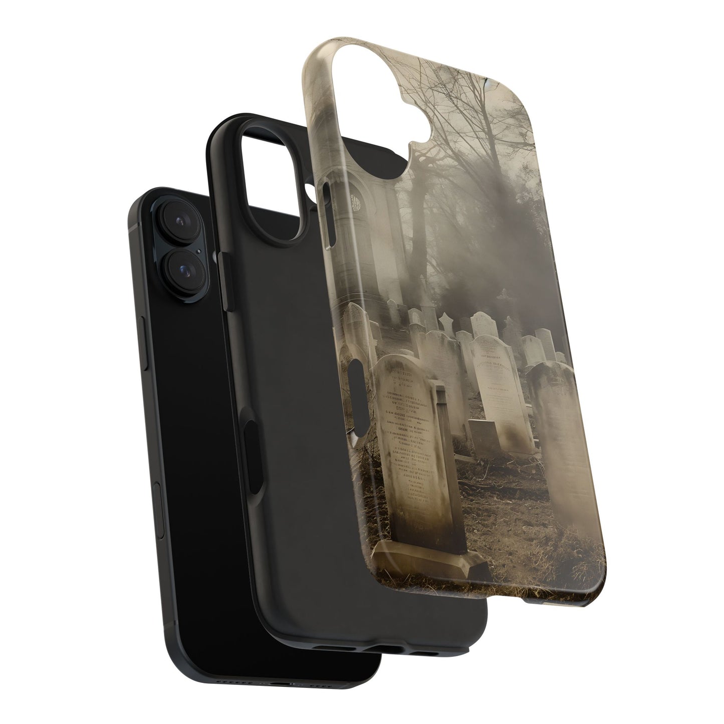 Cemetery Graveyard Phone Case — Spooky Fog Tombstone Tough Phone Case