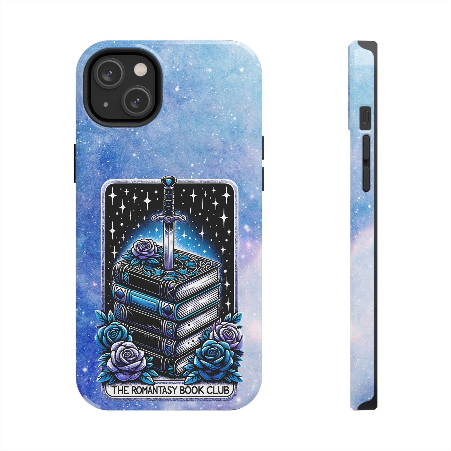 Fantasy Book Club Tough Phone Case — Sword & Stacked Books Design