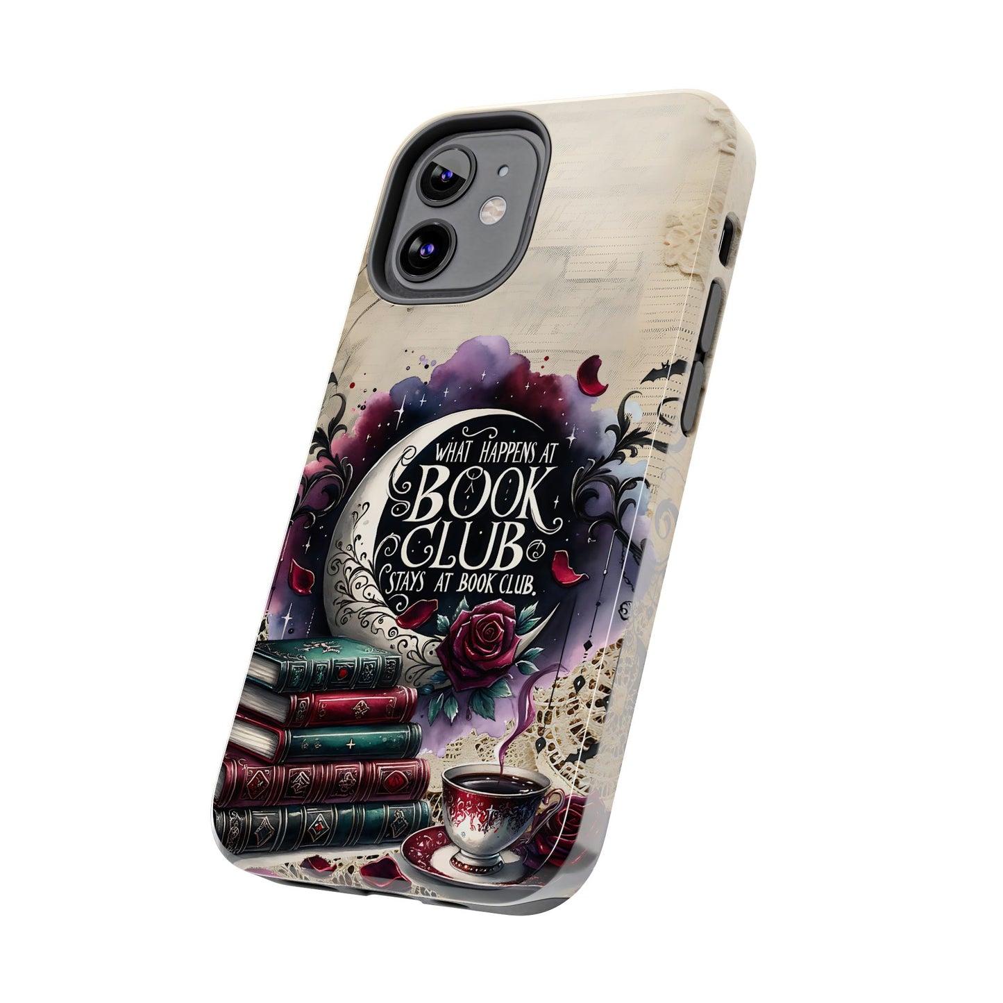 Book Club Phone Case — "What Happens at Book Club Stays at Book Club" Cozy Literary Design