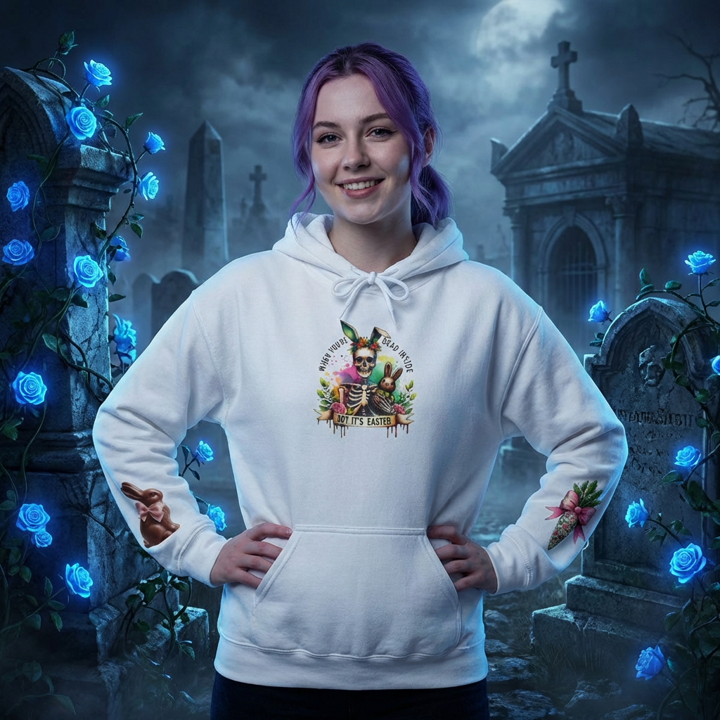 Skeleton Hoodie — "Dead inside buy is Easter" Easter Skull Pullover