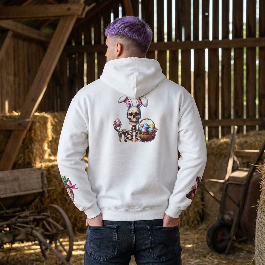 Skeleton Hoodie — "Dead inside buy is Easter" Easter Skull Pullover