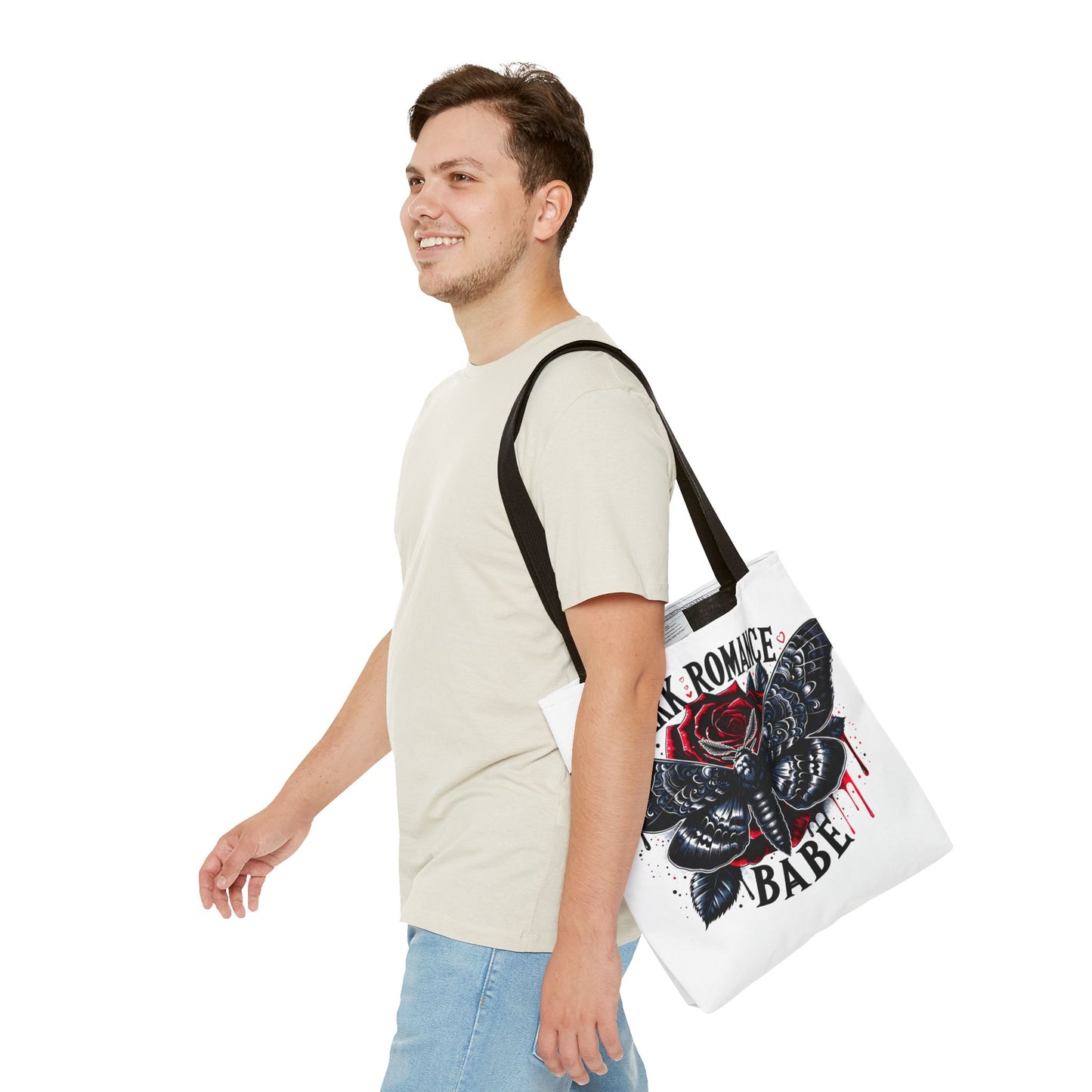 Dark Romance Babe Tote Bag — Gothic Moth & Rose All-Over Print
