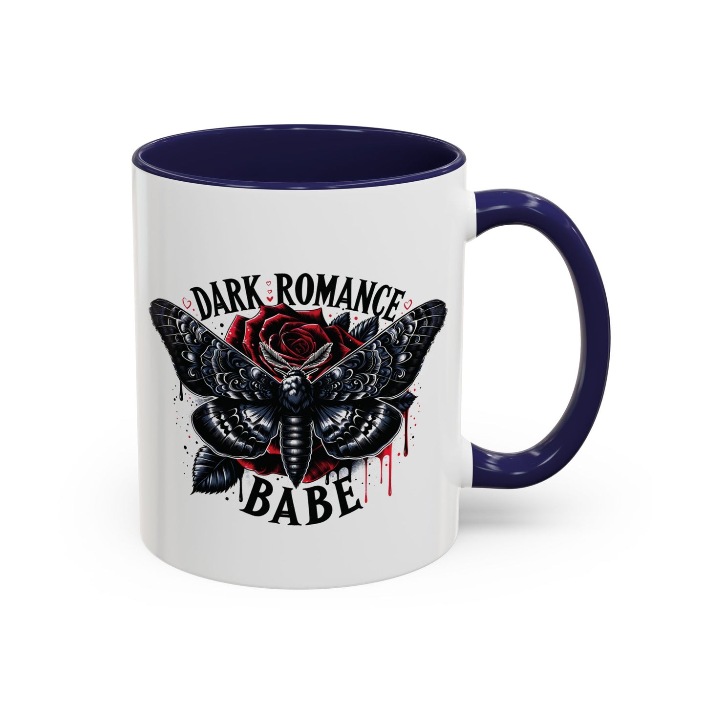 Dark Romance Babe Coffee Mug — Gothic Moth & Rose Accent Mug