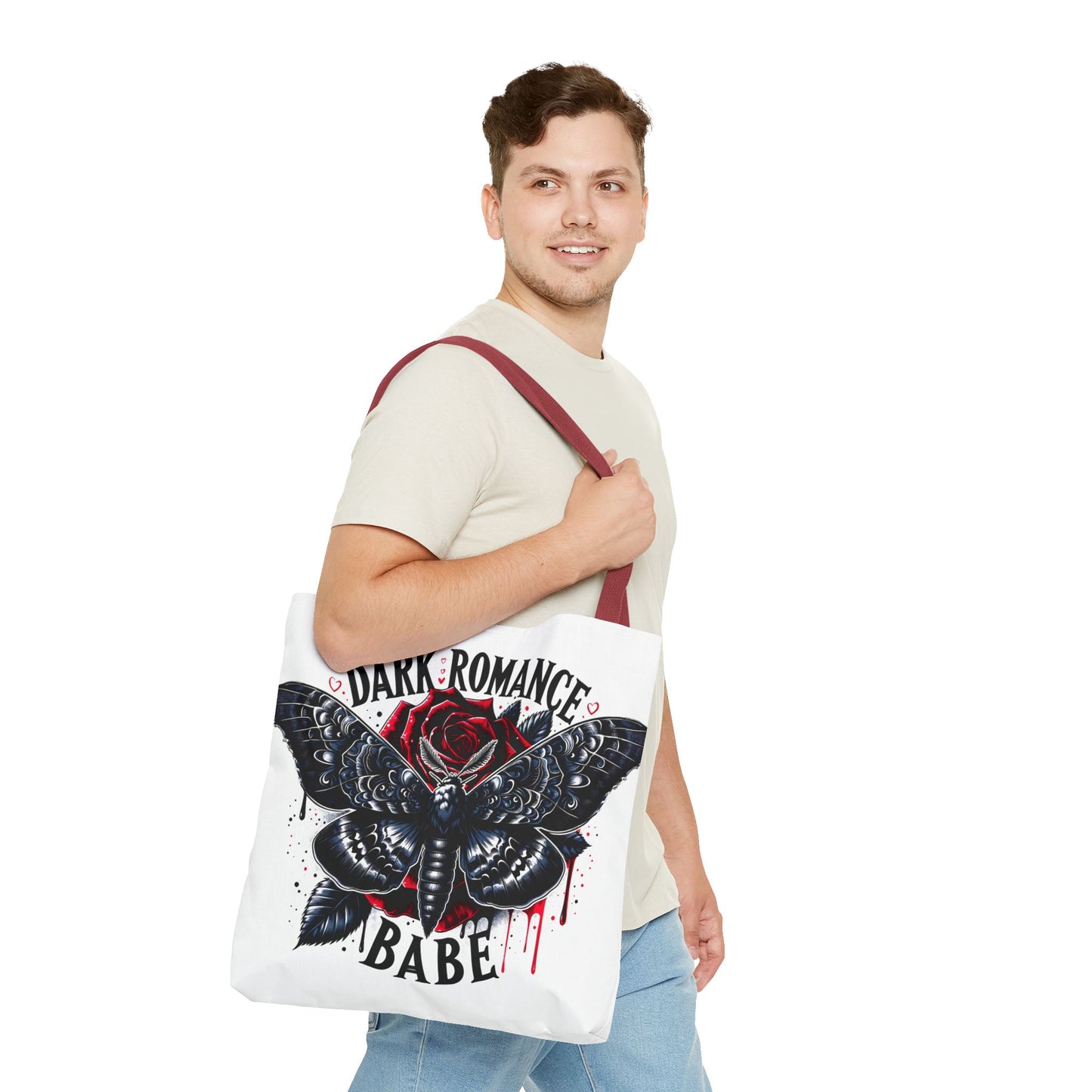 Dark Romance Babe Tote Bag — Gothic Moth & Rose All-Over Print