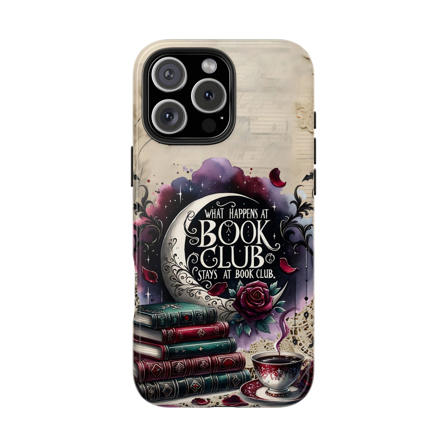 Book Club Phone Case — "What Happens at Book Club Stays at Book Club" Cozy Literary Design