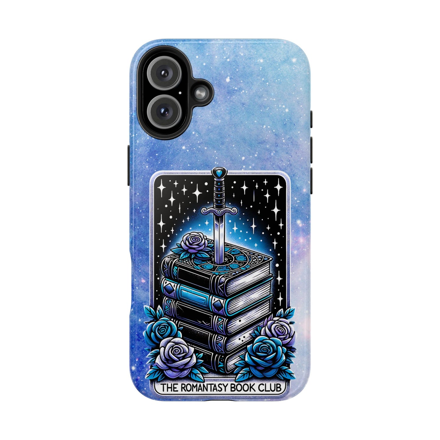 Fantasy Book Club Tough Phone Case — Sword & Stacked Books Design