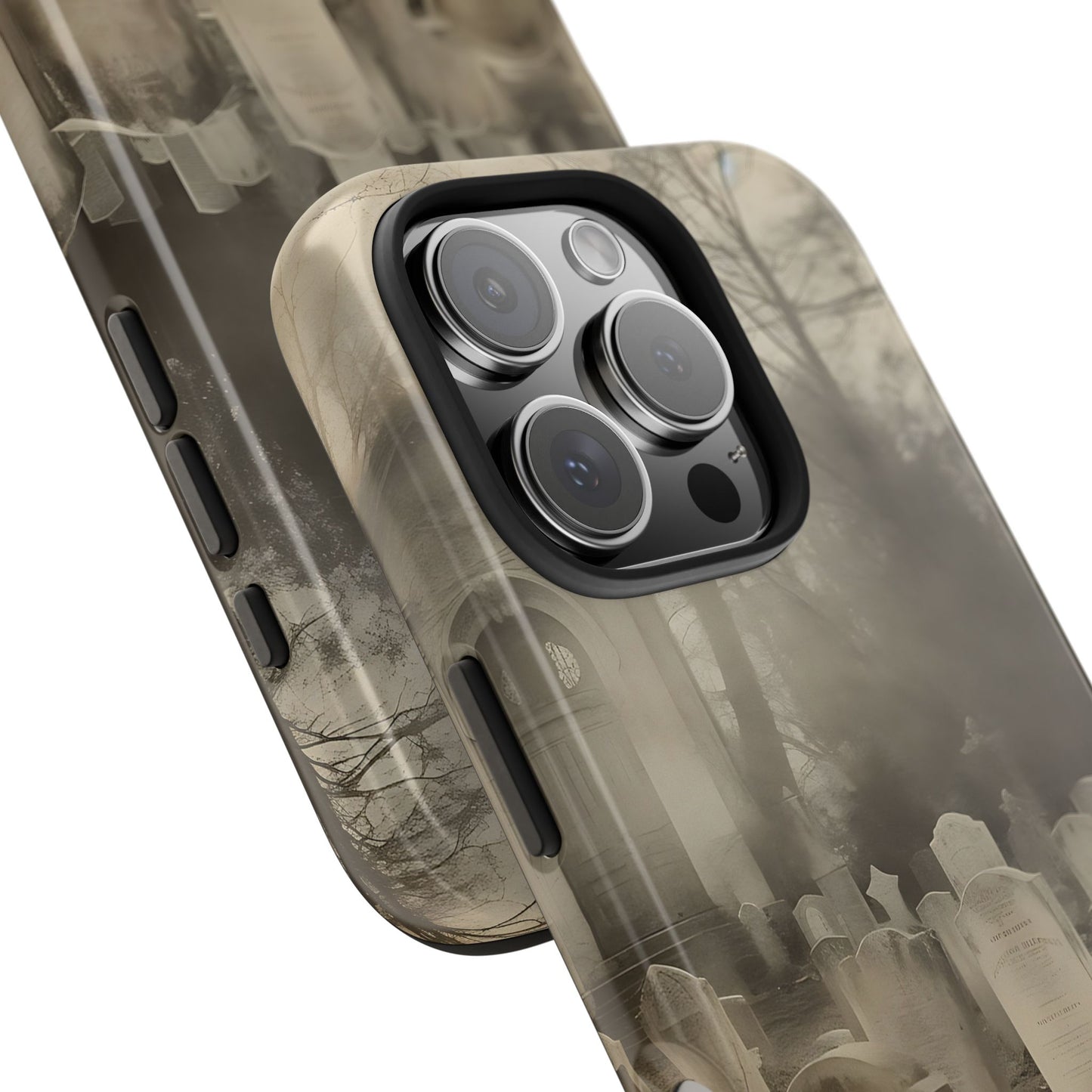 Cemetery Graveyard Phone Case — Spooky Fog Tombstone Tough Phone Case
