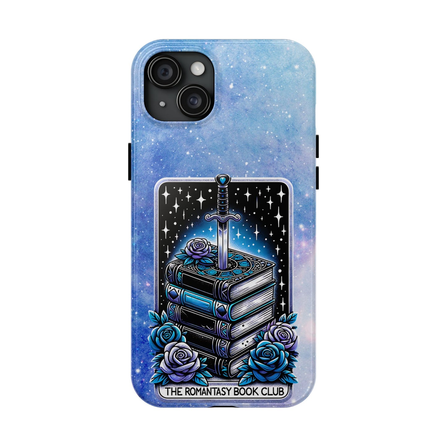 Fantasy Book Club Tough Phone Case — Sword & Stacked Books Design