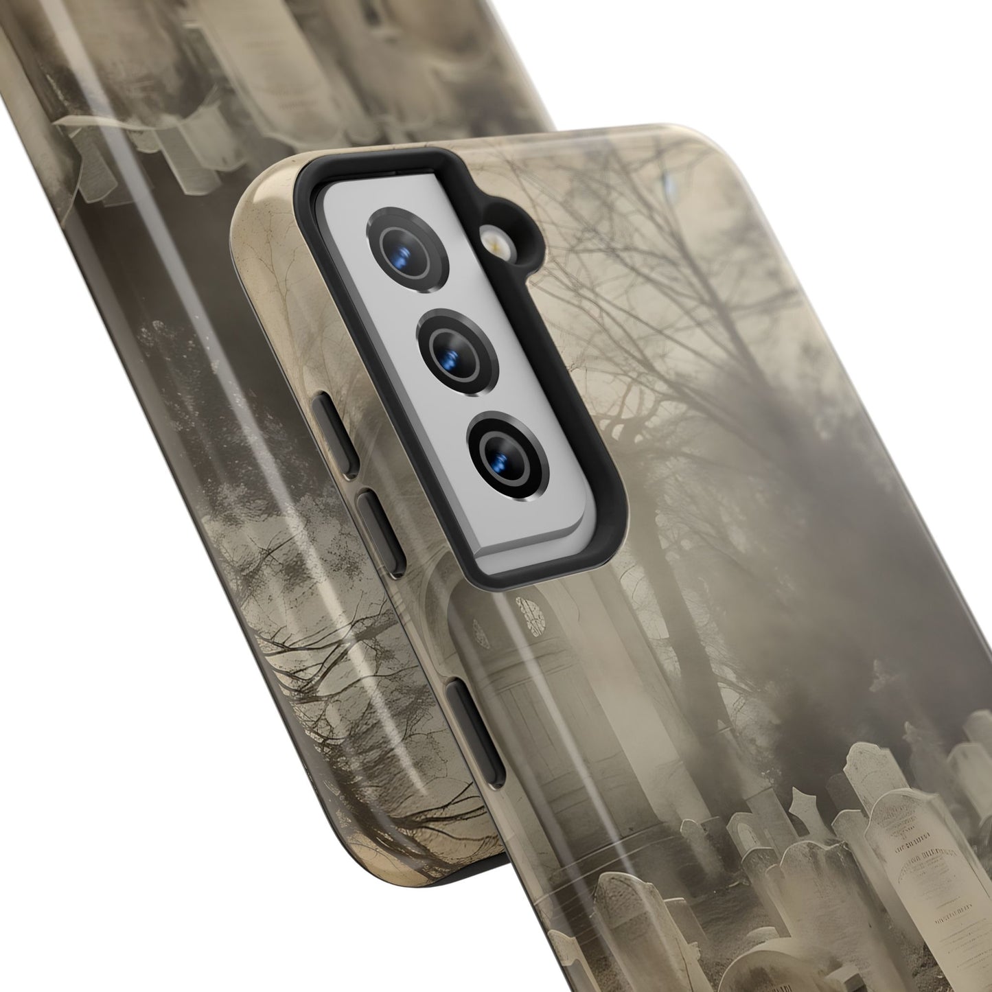Cemetery Graveyard Phone Case — Spooky Fog Tombstone Tough Phone Case