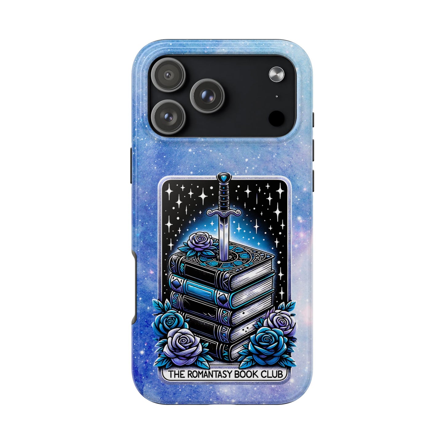 Fantasy Book Club Tough Phone Case — Sword & Stacked Books Design
