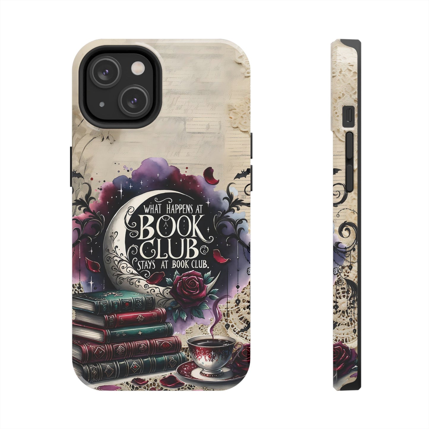 Book Club Phone Case — "What Happens at Book Club Stays at Book Club" Cozy Literary Design
