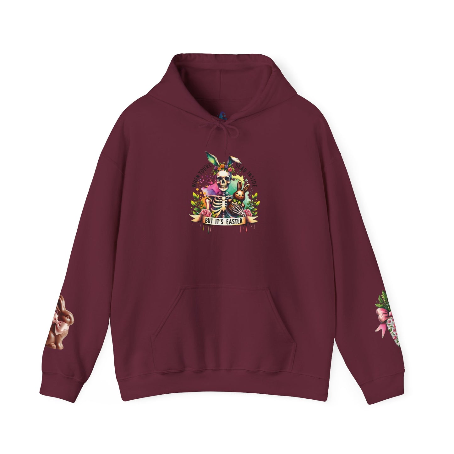 Skeleton Hoodie — "Dead inside buy is Easter" Easter Skull Pullover