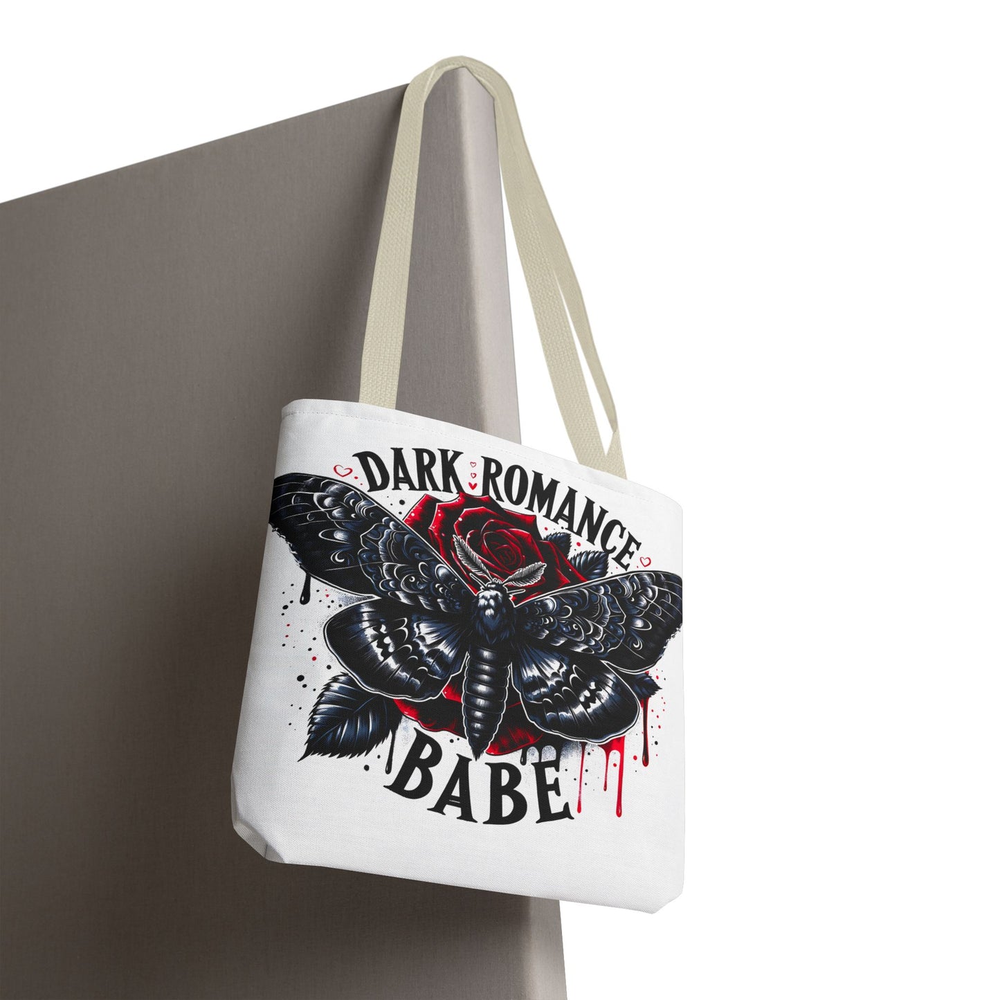 Dark Romance Babe Tote Bag — Gothic Moth & Rose All-Over Print