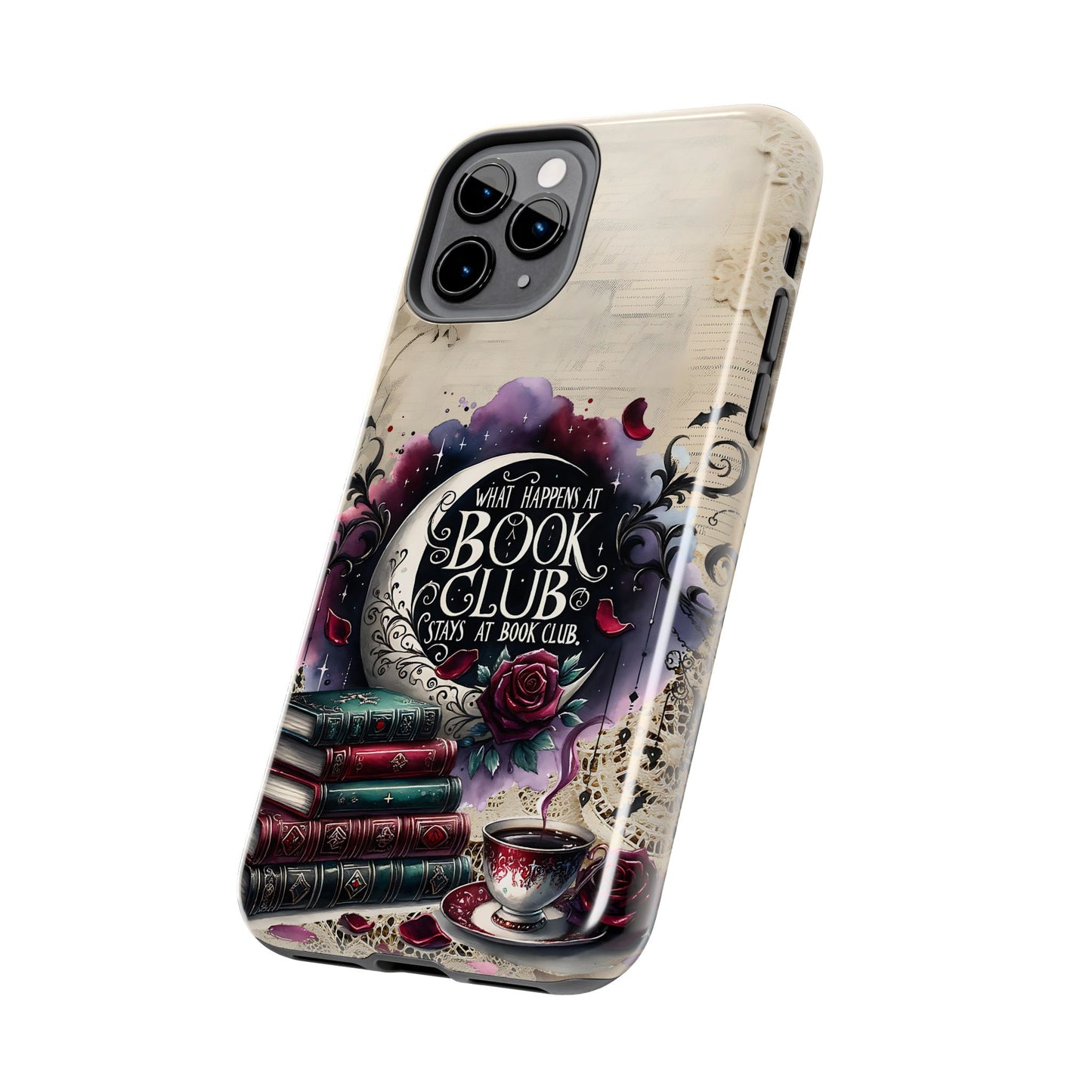 Book Club Phone Case — "What Happens at Book Club Stays at Book Club" Cozy Literary Design