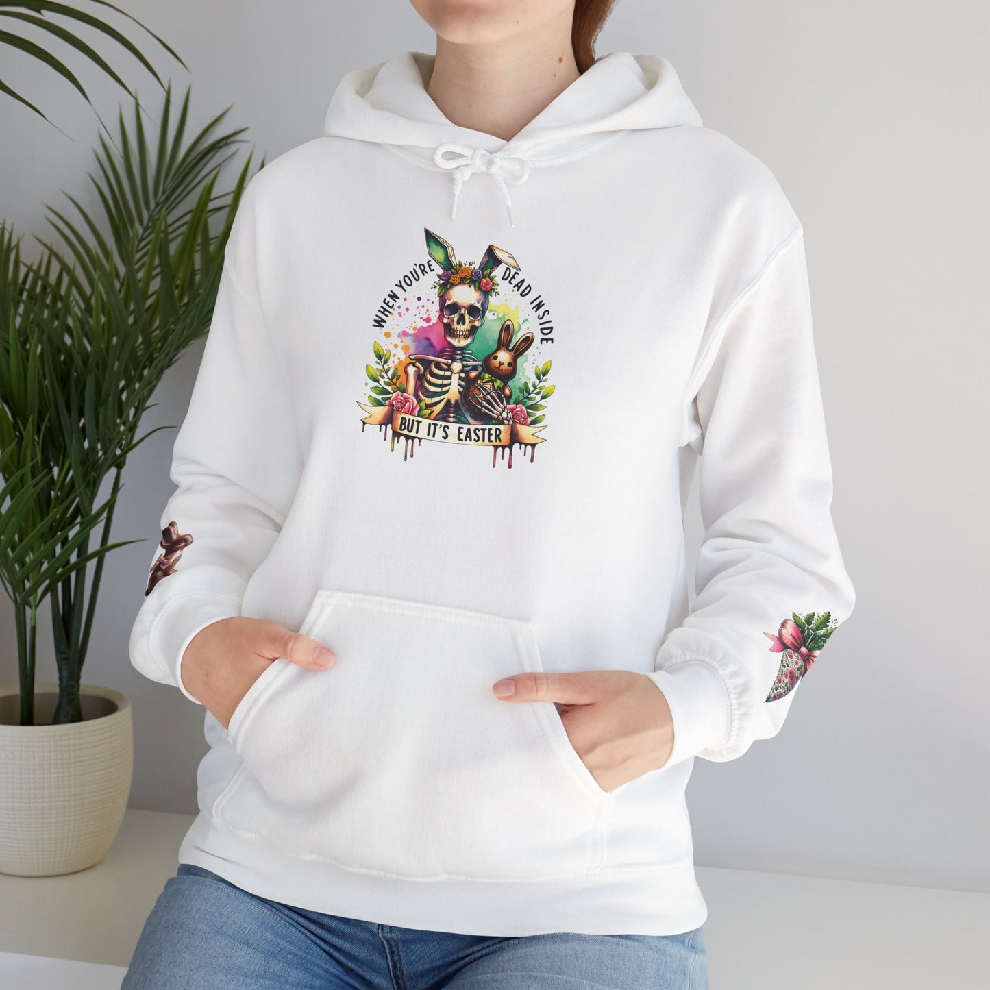 Skeleton Hoodie — "Dead inside buy is Easter" Easter Skull Pullover