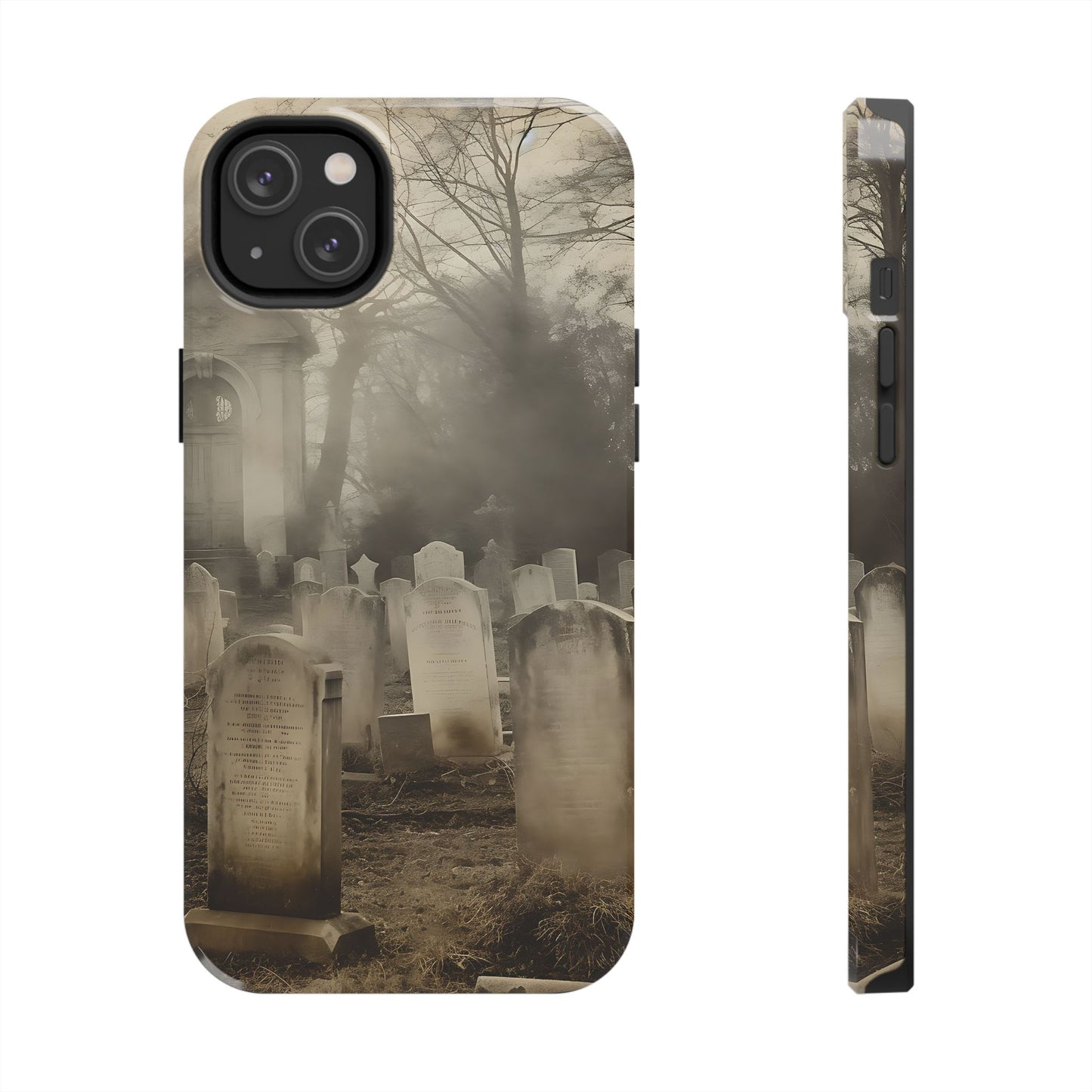 Cemetery Graveyard Phone Case — Spooky Fog Tombstone Tough Phone Case